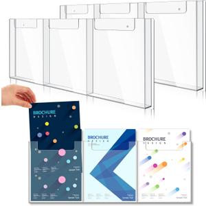 Sherr 2 Pcs Acrylic Brochure Holder Wall Mount, 8.5 x 11 Inches Clear Hanging Flyer Display Holder Plastic Pamphlet Stand for Magazine, Booklet, Bookmark (Three-slot)