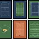 6pcs Sports Field Wall Art Picture Nursery Sports Canvas Poster Prints Boys Room Wall Decor For Gym Kindergarten Children's Room 8x10in Unframed