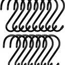 15 Pack 6 Inch Heavy Duty S Hooks, Black Rubber Coated Large S Hooks, 8mm Thickness Non Slip Sturdy Metal S Hook for Hanging Plants, Garden Tools, Kitchen, Closet, Bird Feeder, Clothes, Bags