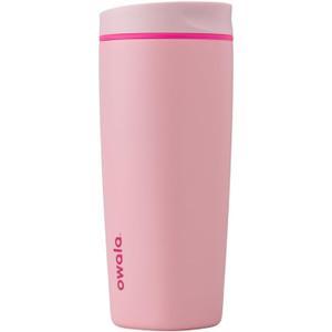 Owala SmoothSip Slider Insulated Stainless Steel Coffee Tumbler, Reusable Iced Coffee Cup, Hot Coffee Travel Mug, BPA Free 20 oz, Pink (Pucker Up)