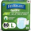 FitRight Adult Diapers, Extra Heavy Absorbency, 
L (Waist Size 44in-56in)
, 80 Count, OptiFit Incontinence Briefs for Men and Women, Disposable, Moisture Wicking, Leak Protection,