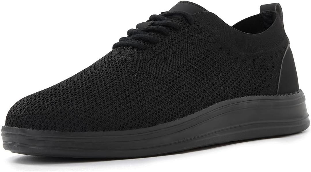 Men's Fashion Dress Sneakers Casual Walking Shoes Business Oxfords Comfortable Breathable Lightweight Tennis Zapatos para Hombre (12, Black)