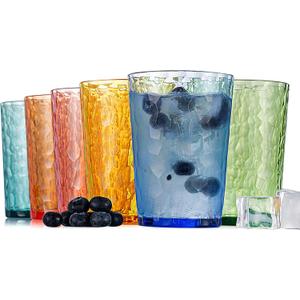 KOXIN-KARLU Hammered 15-ounce Plastic Tumbler Acrylic Glasses, set of 6 Multicolor