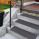 Aucuda 6pcs 8.5" x 30" Stair Treads Outdoor for Elders and Dogs on Wooden Steps, Non Slip Stair Runner Rug Heat Insulation Rubber Backing, Gray Stone Staircase Mat Carpet for Indoor Grip Farmhouse.