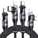 AUFU 240W USB C to USB C Cable 6ft(2 Pack), USBC to USBC Dual Head 180 Rotation/C to C Cable/High Speed USB C Cable/USB C Fast Charging Cable for Phone 16/15/Ma-Book/Pad Series, Samsung Galaxy Series