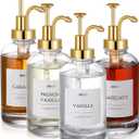 MHDCLY Coffee Bar Accessories, Coffee Syrup Dispenser  4pack,16.9oz Syrup Dispenser with Labels,Syrup Pump Dispenser for Coffee Bar(Gold Pump)