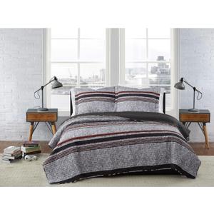 London Fog Warren Stripe King 3-Piece Quilt Set