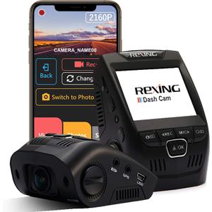 REXING V1 - 4K Ultra HD Car Dash Cam 2.4" LCD Screen, Wi-Fi, 170 Wide Angle Dashboard Camera Recorder with G-Sensor, WDR, Loop Recording, Supercapacitor, Mobile App, 256GB Supported