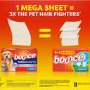 Bounce Pet Hair and Lint Guard Mega Dryer Sheets with 3X Pet Hair Fighters, Fresh Scent, 180 Count