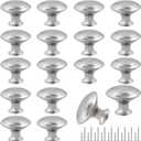 Romeda 30mm Silver Cabinet Knobs - 18 Pieces Drawer Pulls for Dressers, Kitchen, Cabinets With Screw (Round-type Silver)