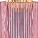 Vintage Makeup Brush Holder Organizer,Dresser Glass Brushes Holder,Vanity Cosmetic Brush Holder,Desktop Crystal Eyeliners Eyebrow Pencil Storage Cup Holder for Countertop (Large Pink)