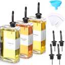 Reallnaive 3 Sets Olive Oil Dispenser Bottles for Kitchen with Nozzles Funnel Labels Cooking Oil Dispenser 500ml Set for Kitchen Vinegar Coffee Syrup (Black)