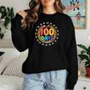 100 Days of School Shirt : Women 100 Days of School Sweatshirt Cute Teacher Long Sleeve Shirts School Teachers Gifts Tops (Black, L)
