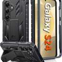 FNTCASE for Samsung Galaxy S24 Case: Military Grade Protective Cases with Kickstand | Rugged Drop Proof Shockproof Protection | Dual Layer Matte Textured TPU Phone Cover - 6.2 inches (Black)