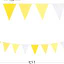 32Ft Yellow Party Decorations Yellow White Pennant Banner Fabric Triangle Flag Bunting Garland for Lemon Bee Sunflower Birthday Baby Shower Anniversary Wedding Party Home Outdoor Garden Decorations