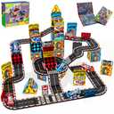 Magnetic Tiles Road Set | Magnet Tiles Race Track, Magnetic Car Racing Tile for Kids Ages 4-8 5-7, Toddler Magnet Building Toys STEM Learning Sensory Birthday Gifts for 3+ Years Old Boys Girls