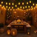Baquler 2 Pcs 3D Lemon LED String Lights Battery Operated Spring Summer Artificial Fruit Garland 19.68ft 40leds Lemon Light Bulbs with Branches Leaves Fairy Lights for Wedding Party Table Decorations