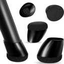 Ezprotekt 16 Pcs Chair Leg Floor Protectors, Silicone Covers Felt Furniture Pads for Hardwood Floors, Chair Leg Caps for Tilted Legs(15-25), Anti-Scratch and Reduce Noise Round L Black Fit (1"-1.3")