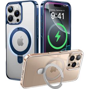 CASEKOO Desert Titanium for iPhone 16 Pro Case with Magnetic Invisible Stand [Compatible with MagSafe] [16FT Military-Grade Protection] Shockproof Polished Frame Phone Grip Cover 6.3 inch Gold