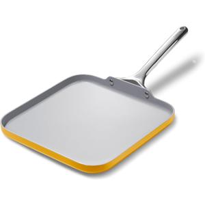 Caraway Square Griddle Pan - 11 Square Pan - Non-Stick Ceramic Coated - Non Toxic, PTFE & PFOA Free - Oven Safe & Compatible with All Stovetops - Marigold