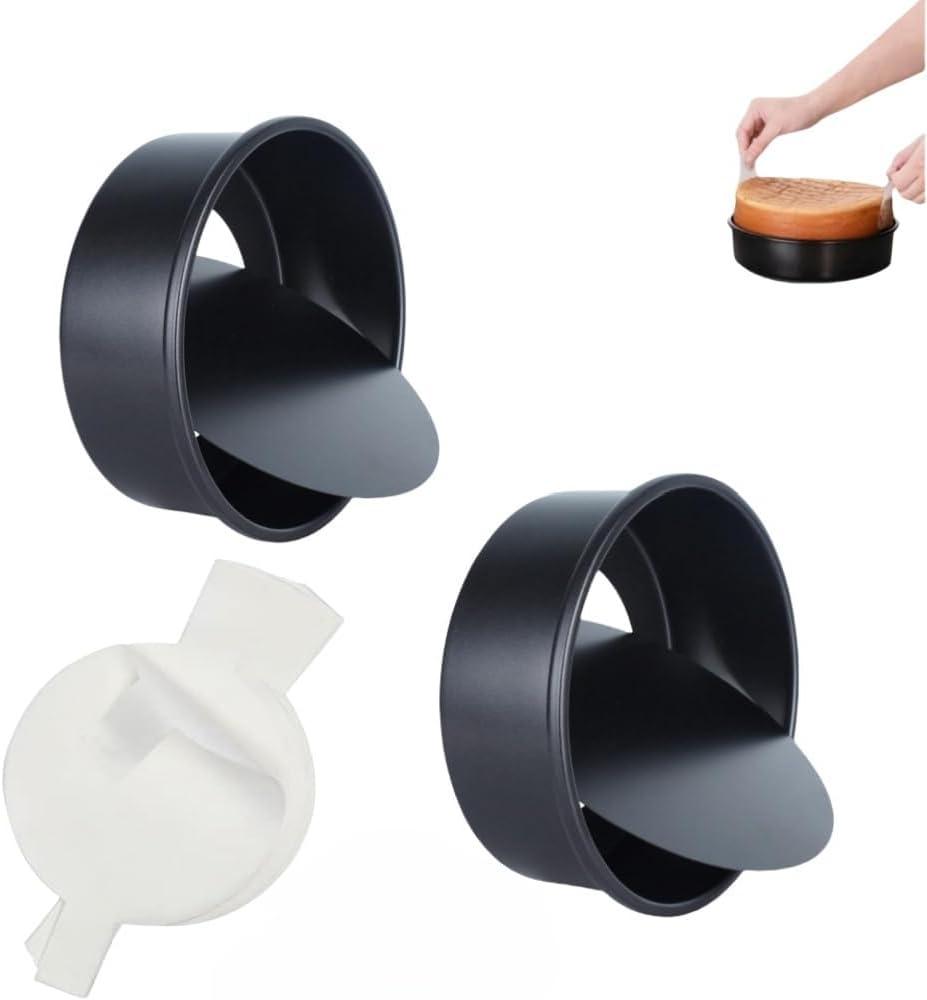 XZJMY 6 Inch Cake Pan Set of 2,Round Cake Baking Pans with 100 Pieces Parchment Paper,Nonstick,Removable Bottoms,Baking Layer Cake Pan for Birthday,Party,Wedding (2, 6")