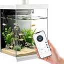 3 Gallon Smart Aquarium Kit, APP Control, Auto Feeder, LED Light, Self-Cleaning Filter, Glass Desktop Tank for Betta/Tetra/Goldfish, Dual-Tank Feeding Supported, Divider Not Included