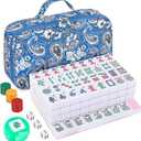 Suncle American Mahjong Tile Set X-Large 166 Pink Back Tiles 1.4" Large Size Tile with Carrying Travel Case, English Manual, Pro Complete Mahjongg Game Set
