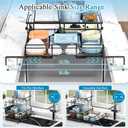 2 Tier Dish Drying Rack, Large Extendable Dish Racks for Kitchen Counter or Over Sink, Dishrack with Drainboard, 2-in-1 Anti-Rust Stainless Steel Dish Drainer with Utensil Holder & Cup Holder (Black)