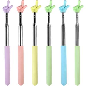 Azureal 6PCS Pointer Finger Stick, Extendable Colorful Finger Pointer Stick, Mini Retractable Teacher Pointer for Presentation, Whiteboard, Blackboard, Classroom Supplies(5 Color)