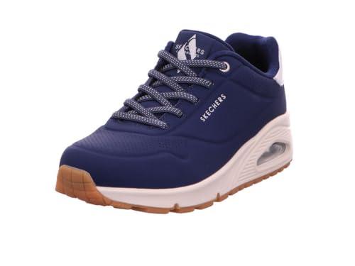 SKECHERS Women's Uno-Shimmer Away Sneaker, Navy/Rosegold, 9.5