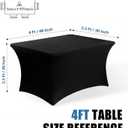 4FT Black Table Cloth - 2 Pack, Fitted Stretch Rectangle Spandex Tablecloth, Washable Table Cover for Party, Dining, Wedding, Banquet and Festival(Black, 30" x 48")