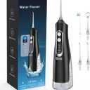 Water Flosser for Teeth Cleaning 4 Modes Rechargeable Oral Irrigator 4 Tips Powerful Battery Life Water Dental Picks IPX7 Waterproof 310ML Water Tank (Black)