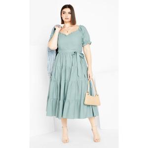 Women's Plus Size Puff Sleeve Maxi Dress - seafoam | CITY CHIC, M