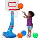 Toddler Basketball Hoop Indoor Mini Adjustable Basketball Goal with Ball Pump for Boys Girls Outdoor Toys for Backyard Game Outside Basketball Toy for Kids Age 2-4 3-5 6 7 4-8 Easter Birthday Gifts (Blue 1)