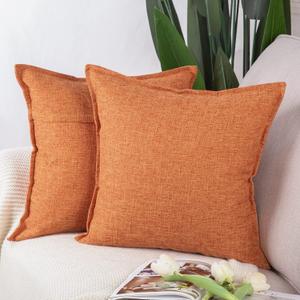 MADIZZ Set of 2 Linen Throw Pillow Covers 20x20 Inch Reddish Orange Soft Decorative Cushion Cover for Sofa Bedroom Pillow Shell