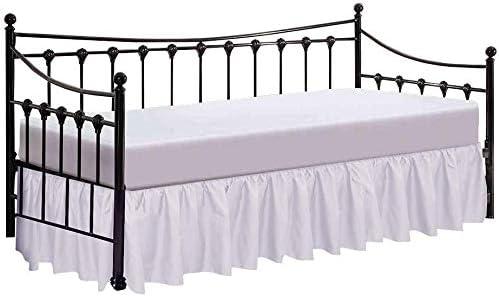 Daybed Skirt with Split Corners Twin Size Dust Ruffle Bedskirt - Bed Skirt for Day beds- Split Corners, Ruffle Gather- Genuine Poly Cotton/Microfiber - 18 Inch Bed Skirt Twin Size White Bed Skirts (Twin-18" Drop)