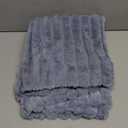 Pallene Faux Fur Plush Throw Pillow Covers 26x26 Set of 2, Luxury Soft Fluffy Striped Decorative Pillow Covers for Sofa, Couch, Living Room, Blue Grey