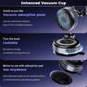 Upgraded Vacuum Magnetic Suction Cup Phone Holder Stand for Magsafe, 360 Adjustable with Swivel Lock, Foldable 89+LBS Strongest Suction, for Your Car/Gym/Kitchen/Mirror