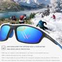 Cycling Sunglasses for Men Women Polarized Sports Sunglasses Running Ski (Black)