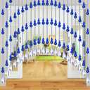 Crystal Beaded Door Curtain Self-Adhesive, Door String Beads Curtains for Doorways Hippie Window Closet Door Way Bead Hangings Curtain (Blue, 25 Strings)