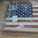 MyGift Patriotic American Flag Serving Tray Solid Acacia Wood Ottoman Coffee Table Tray with USA Stars and Stripes Design, 4th of July Party Decor