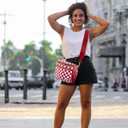 Pure Colour Crossbody Bum Bags for Women Spacious Checkered Cross body Bag Nylon Trendy Fanny Pack for Travel
