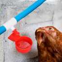 12Pack Large Chicken Feeder and Waterer Set, Automatic Chicken Water Cups with Tee, Poultry Feeder Watering Cups for Ducks,Chicks, Turkeys, Quail, Bunny, Bird(Red, White)