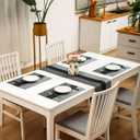 HeloHo Black Grey Stripe Placemats Set of 8, Heat-Resistant Washable Placemats Non-Slip Vinyl Woven Table Mats Wipeable Placemat for Kitchen Dining Table Decoration Indoor Outdoor