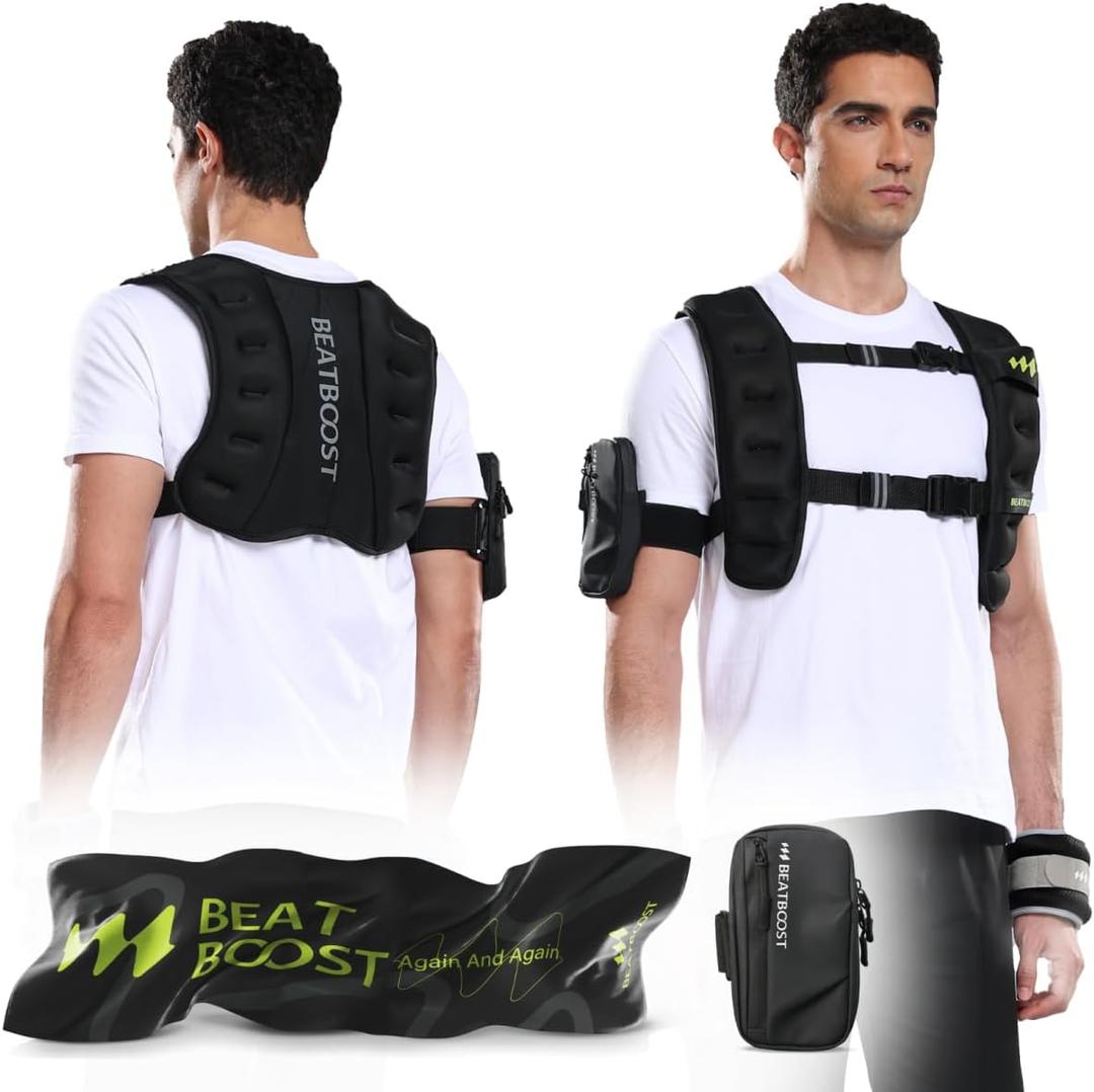BeatBoost Weighted Vest for Men Women 10 lb Weight Vest with Ironsand for Walking Strength Training Running Workout