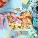 Riceshoot 24 Pcs Gingham Ribbon Bows 5x7 Inch Buffalo Plaid Twist Tie Bows Check Pre Tied Bow Ribbon Gift Bows for Cake Wrapping Treat Bags Wedding Baby Shower(Spring Color,1inches)