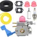 FitBest Carburetor Tune-up Kit for Poulan GHT180 GHT180LE GHT220 GHT220LE Weed Eater Hedge Trimmer, Replaces Part# Zama C1U-W13A / 530071633/530035306 - Includes Fuel Line, Air Filter, Spark Plug