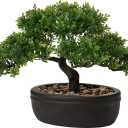 Artificial Bonsai Tree Juniper Faux Plants Indoor Small Fake Plants Decor with Ceramic Pots for Home Table Office Desk Bathroom Shelf Bedroom Living Room Farmhouse Decorations