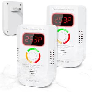 2 Pack Carbon Monoxide Detector, Plug-in Wall Carbon Monoxide Gas Detector, Portable Carbon Monoxide Detector with Digital Display LED, CO Alarm Monitor with Audible and Visual Alarm Test Mute Button