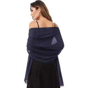 Shawls and Wraps for Evening Dresses Sheer Chiffon Women Elegant Soft Silky Sparkly Wedding Bridal Scarf (74.8*27.6in)